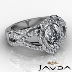 Bezel Halo Pave Twisted Shank diamond Ring 14k Gold White