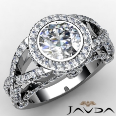 Cross Shank Halo Bezel diamond Ring 18k Gold White