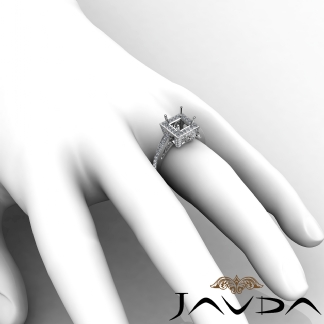 1Ct Diamond Engagement Ring 18k Gold White Princess Cut Semi Mount Halo Setting