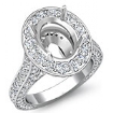 2.1Ct Diamond Engagement Halo Setting Ring Oval Shape Semi Mount 14k Gold White