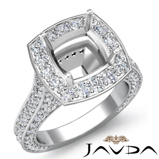 2.1Ct Cushion Diamond Engagement Ring 14k Gold White Halo Pave Setting SemiMount