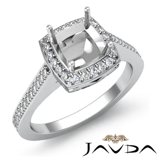 0.5Ct Diamond Engagement Ring Cushion Semi Mount Halo Setting Platinum 950