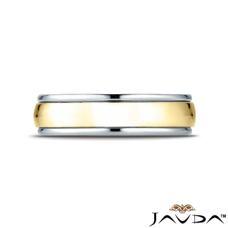 High Polished Round Edge 14k Gold 2Tone Unisex Wedding Band