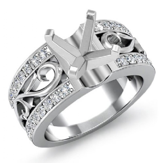 0.55Ct Asscher Diamond Fashion Wedding Ring 14k Gold White Semi Mount Pave Setting