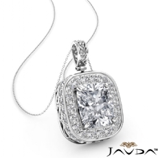Halo Pave Filigree Design diamond Pendant 14k Gold White