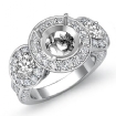 Three Stone Diamond Engagement Setting 18k White Gold Round SemiMount Ring 1.3Ct - javda.com 