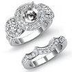 1.77Ct 3Stone Round Diamond Semi Mount Ring Engagement Bridal Set 18k Gold White