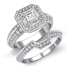 Halo 2 Row Shank Bridal Set diamond Ring Platinum 950