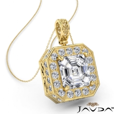Circa Halo Pave Filigree Bale diamond Pendant 14k Gold Yellow