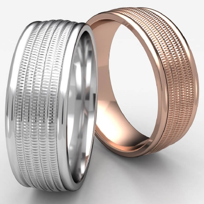 14k Rose Gold 8mm Flat Comfort-fit Ring With Milgrain –