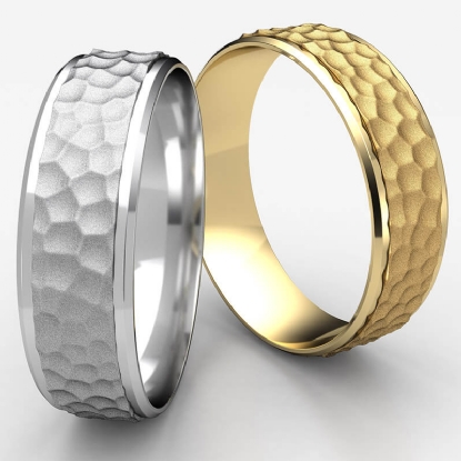 Hammered finish wedding on sale band