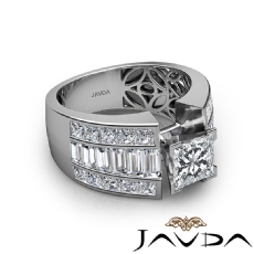 Channel Baguette Prong Set diamond Ring 18k Gold White
