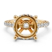 French U Hidden Halo Diamond Oval Semi Mount Engagement Ring 14k Yellow Gold 0.52Ct - javda.com 