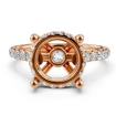 French U Hidden Halo Diamond Oval Semi Mount Engagement Ring 18k Rose Gold 0.52Ct - javda.com 