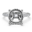 French U Hidden Halo Diamond Oval Semi Mount Engagement Ring 14k White Gold 0.52Ct - javda.com 