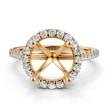 French U Pave Halo Semi Mount Diamond Engagement Ring 18k Yellow Gold 0.54Ct - javda.com 