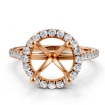 French U Pave Halo Semi Mount Diamond Engagement Ring 14k Rose Gold 0.54Ct - javda.com 