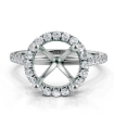 French U Pave Halo Semi Mount Diamond Engagement Ring 18k White Gold 0.54Ct - javda.com 