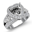 3 Stone Halo Diamond Engagement Heart Semi Mount Ring 18k White Gold 1.5Ct - javda.com 