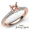 Diamond Engagement Pave Setting 14k Rose Gold Cushion Semi Mount Ring 0.65Ct - javda.com 