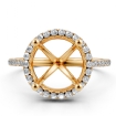 Double Halo Semi Mount Lab Grown Diamond Engagement Ring 18k Yellow Gold 0.53Ct - javda.com 