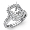 1.6Ct Halo Setting Diamond Engagement Emerald Cut Semi Mount Ring 14k White Gold - javda.com 