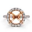 French Pave Round Halo Semi Mount Diamond Engagement Ring 18k Rose Gold 0.59Ct - javda.com 