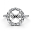 French Pave Round Halo Semi Mount Diamond Engagement Ring 18k White Gold 0.59Ct - javda.com 