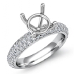 1.08Ct Round Pave Setting Diamond Women Engagement Ring Semi Mount Platinum 950 - javda.com 
