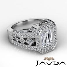 Vintage Style Bezel Halo Pave diamond Ring 18k Gold White