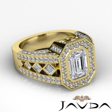 Vintage Style Bezel Halo Pave diamond  14k Gold Yellow