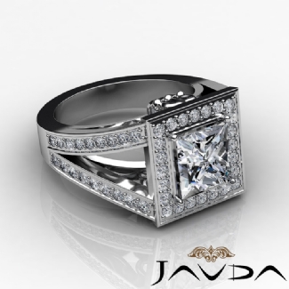 1Ct Diamond Engagement Halo Setting Ring Princess Semi Mount  Platinum