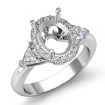 3 Stone Diamond Engagement Trillion Oval Semi Mount Ring 18k White Gold Setting 1Ct - javda.com 