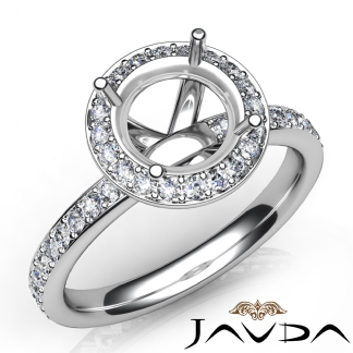 0.6Ct Pave Diamond Vintage Engagement Ring 18k Gold White Halo Setting Semi Mount