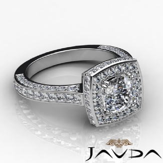 1.6Ct Diamond Engagement Ring Halo Setting Platinum Cushion Semi Mount