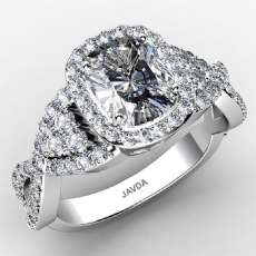 Cross Shank Halo Pave Set diamond Ring 18k Gold White