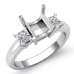 Three Stone Diamond Semi Mount Engagement Ring Princess Setting 18k White Gold 0.51Ct - javda.com 
