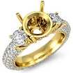 Three 3 Stone Round Diamond Engagement Ring Setting 14k Gold Yellow Semi Mount 2.64Ct