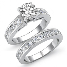 Bridal Set Channel Shank diamond Ring 14k Gold White