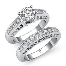 Filigree Sidestone Bridal Set diamond Ring Platinum 950