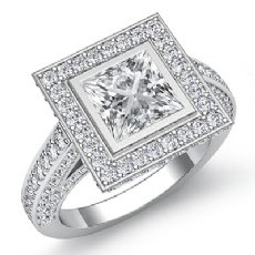 Vintage Halo Style Bezel Set diamond Ring Platinum 950